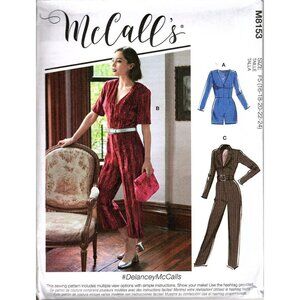 McCall's M8153 Misses 16 to 24 Fitted Jumpsuit, Romper Uncut Sewing Pattern